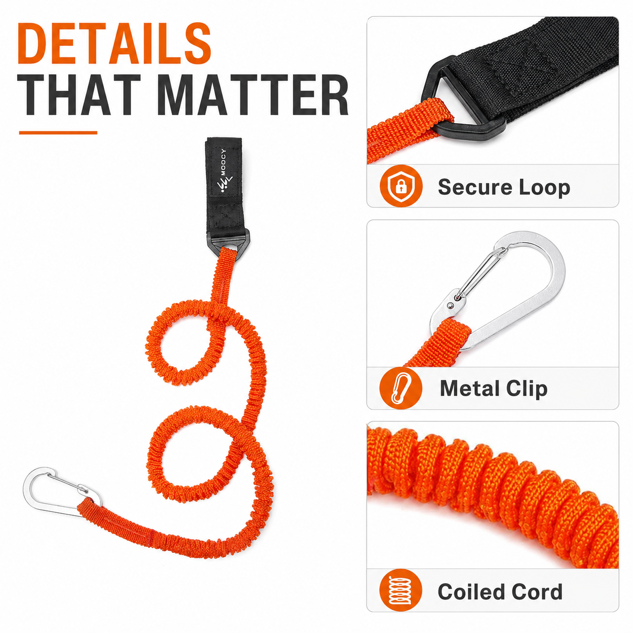 Coiled Paddle Leash Orange Kay - Fishing Kayak Paddle Leash incelemesi ve fiyatı