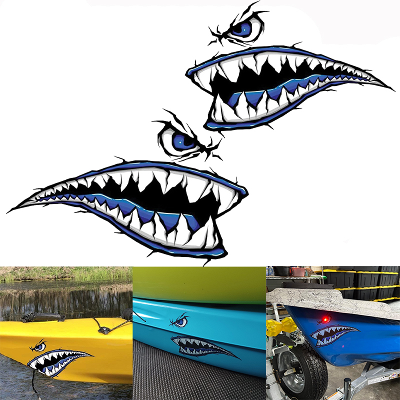 2PCS Shark Teeth Mouth Boat St - Fishing Kayak Sit On Top incelemesi ve fiyatı