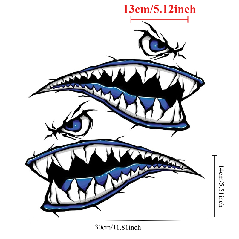 2PCS Shark Teeth Mouth Boat St - Fishing Kayak Sit On Top incelemesi ve fiyatı