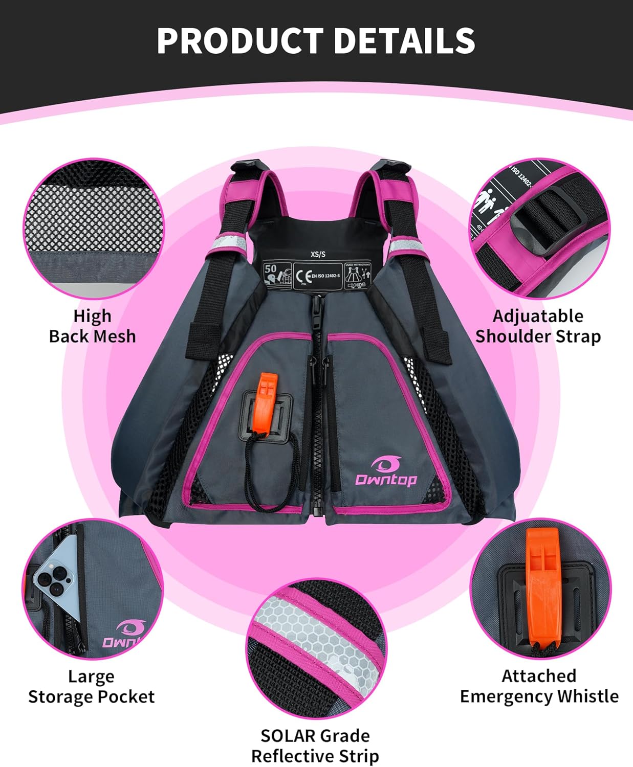 Adult Swim Vest with High Mesh - Fishing Kayak Paddle incelemesi ve fiyatı